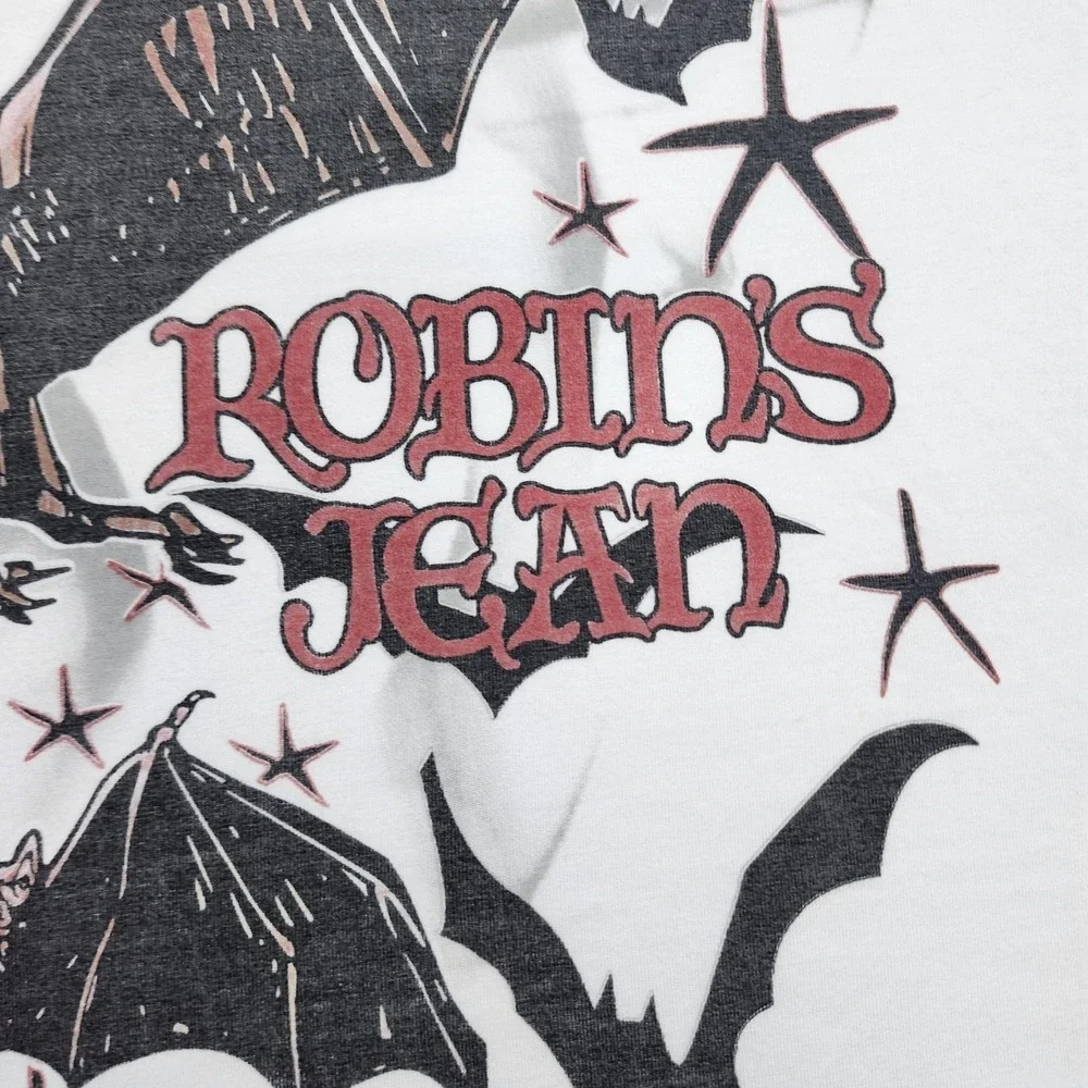 Robin's Jean Shirt Mens XL White Bats Wings Graphic Tee Gothic Horror Halloween - Picture 2 of 9